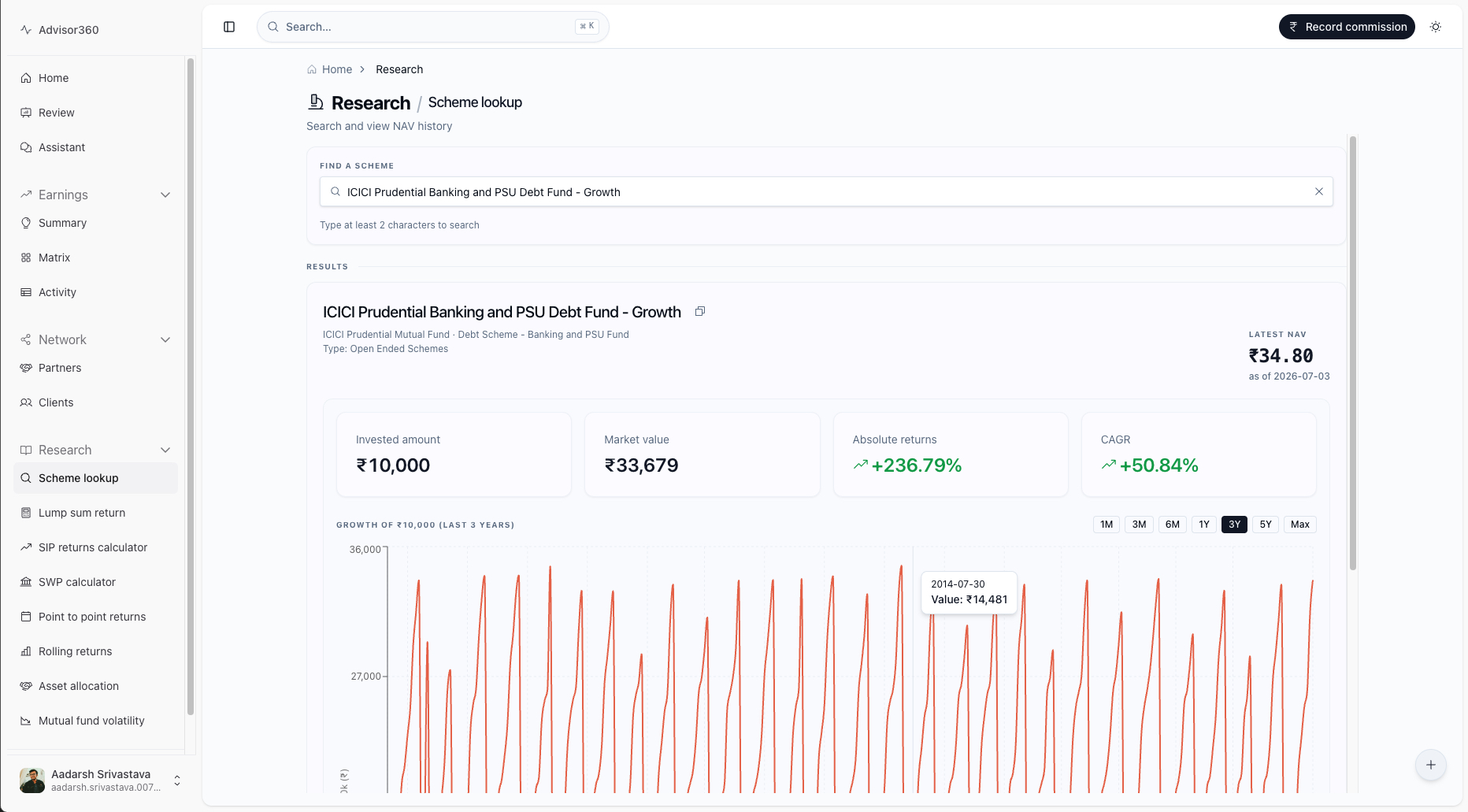 Advisor360 mutual fund research tools